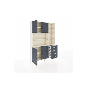 Arges Gardrop 9 Raflı 4 Çekmeceli 4 Kapaklı 132x30x195 Aytaşı-antrasit