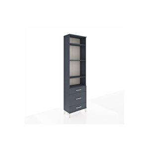 Arges Dolap 4 Raflı 3 Çekmeceli 60x30x221 Antrasit-antrasit