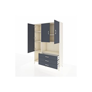 Hyperion Gardrop 6 Raflı 3 Çekmeceli 3 Kapaklı 132x44x195 Aytaşı-antrasit