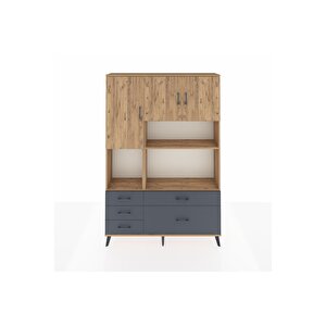 Arges Dolap 8 Raflı 5 Çekmeceli 3 Kapaklı 132x30x195 Çam-çam/antrasit