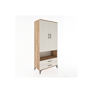 Hyperion Dolap 3 Raflı 2 Çekmeceli Tek Askılı 88x44x195 Çam-aytaşı