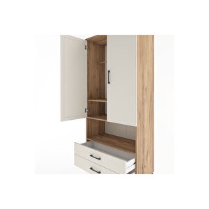 Hyperion Dolap 3 Raflı 2 Çekmeceli Tek Askılı 88x44x195 Çam-aytaşı