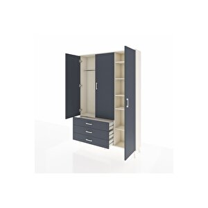 Arges Gardrop 6 Raflı 3 Çekmeceli Tek Askılı 132x30x195 Aytaşı-antrasit