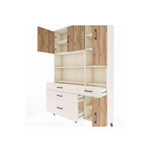Arges Dolap 9 Raflı 4 Çekmeceli 4 Kapaklı 132x30x195 Aytaşı-çam/aytaşı