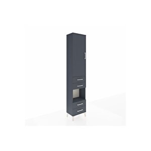 Arges Dolap 3 Raflı 4 Çekmeceli Tek Askılı 44x30x221 Antrasit-antrasit