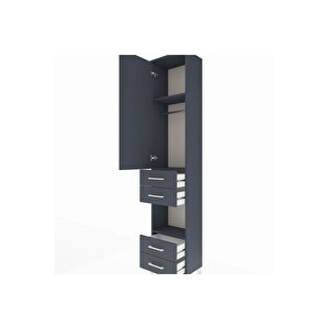 Arges Dolap 3 Raflı 4 Çekmeceli Tek Askılı 44x30x221 Antrasit-antrasit