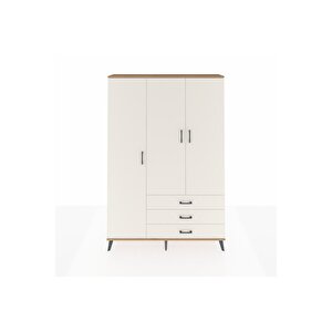 Arges Gardrop 6 Raflı 3 Çekmeceli Tek Askılı 132x30x195 Çam-aytaşı