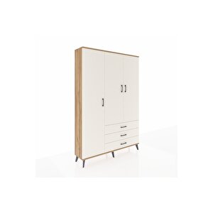 Arges Gardrop 6 Raflı 3 Çekmeceli Tek Askılı 132x30x195 Çam-aytaşı