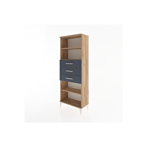 Arges Dolap 3 Raflı 3 Çekmeceli 60x30x163 Çam-antrasit