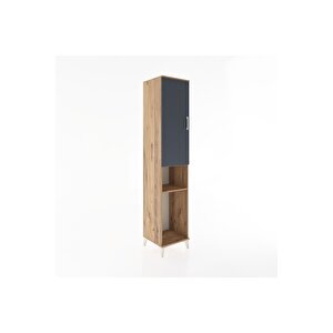 Hyperion Dolap 3 Raflı Tek Kapaklı Tek Askılı 44x44x221 Çam-antrasit