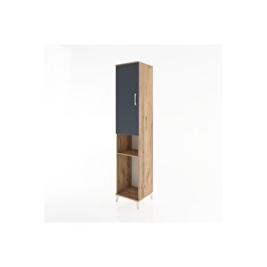 Hyperion Dolap 3 Raflı Tek Kapaklı Tek Askılı 44x44x221 Çam-antrasit