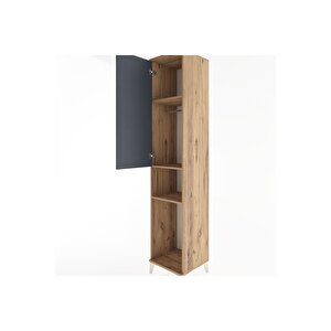 Hyperion Dolap 3 Raflı Tek Kapaklı Tek Askılı 44x44x221 Çam-antrasit