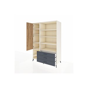 Kronos Dolap 9 Raflı 3 Çekmeceli Tek Kapaklı  132x59x195 Aytaşı-çam/antrasit