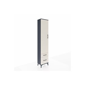 Arges Dolap 4 Raflı 2 Çekmeceli Tek Kapaklı 44x30x221 Antrasit-aytaşı