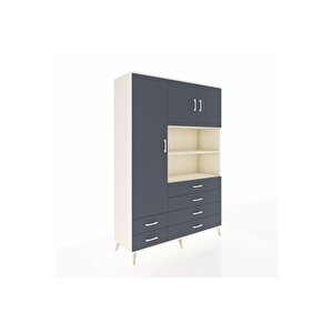 Hyperion Gardrop 8 Raflı 6 Çekmeceli 3 Kapaklı 132x44x195 Aytaşı-antrasit
