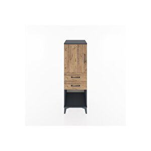 Hyperion Dolap 2 Raflı 2 Çekmeceli Tek Kapaklı 44x44x134 Antrasit-çam