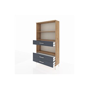 Arges Dolap 3 Raflı 3 Çekmeceli 88x30x163 Çam-antrasit