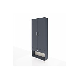 Arges Dolap 2 Raflı Tek Çekmeceli Tek Askılı 88x30x221 Antrasit-antrasit