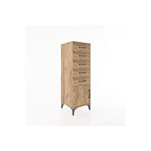 Hyperion Dolap 5 Çekmeceli Tek Kapaklı 44x44x134 Çam-çam