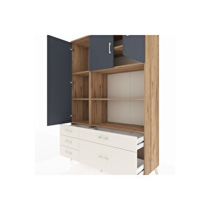 Hyperion Dolap 7 Raflı 5 Çekmeceli 3 Kapaklı 132x44x195 Çam-antrasit/aytaşı