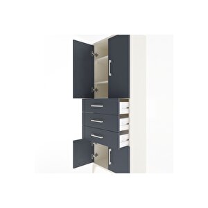 Arges Dolap 3 Raflı 3 Çekmeceli 4 Kapaklı 60x30x163 Aytaşı-antrasit