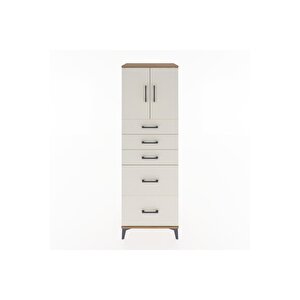 Hyperion Dolap Tek Raflı 5 Çekmeceli 2 Kapaklı 60x44x182 Çam-aytaşı