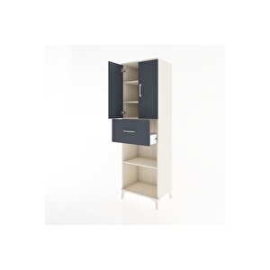 Hyperion Dolap 4 Raflı Tek Çekmeceli 2 Kapaklı 60x44x195 Aytaşı-antrasit