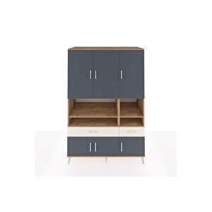 Kronos Dolap 8 Raflı 2 Çekmeceli 6 Kapaklı 132x59x195 Çam-antrasit/aytaşı