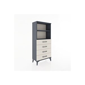 Hyperion Dolap 2 Raflı 4 Çekmeceli 60x44x134 Antrasit-aytaşı