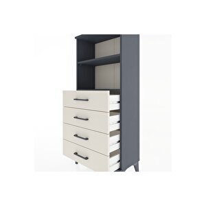 Hyperion Dolap 2 Raflı 4 Çekmeceli 60x44x134 Antrasit-aytaşı