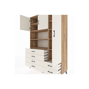 Hyperion Gardrop 9 Raflı 6 Çekmeceli 3 Kapaklı 132x44x195 Çam-aytaşı