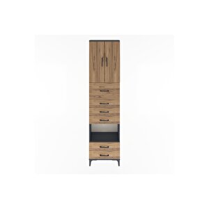 Arges Dolap 3 Raflı 6 Çekmeceli 2 Kapaklı 60x30x243 Antrasit-çam