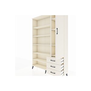 Arges Gardrop 9 Raflı 3 Çekmeceli Tek Kapaklı  132x30x195 Aytaşı-aytaşı