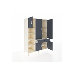 Kronos Dolap 8 Raflı Tek Çekmeceli 5 Kapaklı 132x59x195 Aytaşı-antrasit/antrasit