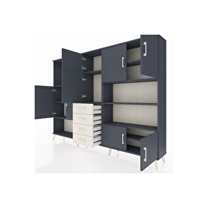 Arges Dolap 9 Raflı 4 Çekmeceli 8 Kapaklı 220x30x163 Antrasit-antrasit/aytaşı