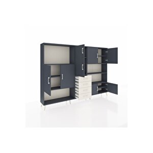 Arges Dolap 9 Raflı 4 Çekmeceli 8 Kapaklı 220x30x163 Antrasit-antrasit/aytaşı