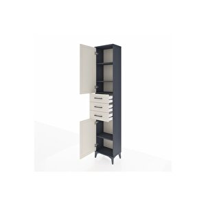 Arges Dolap 4 Raflı 3 Çekmeceli 2 Kapaklı 44x30x221 Antrasit-aytaşı