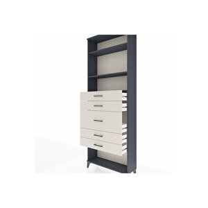 Arges Dolap 3 Raflı 5 Çekmeceli 88x30x243 Antrasit-aytaşı