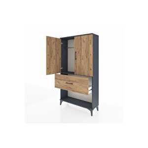 Arges Dolap Tek Raflı Tek Çekmeceli Tek Askılı 88x30x163 Antrasit-çam