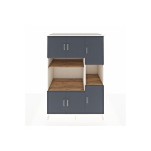 Kronos Dolap 9 Raflı 6 Kapaklı 132x59x195 Aytaşı-antrasit/çam