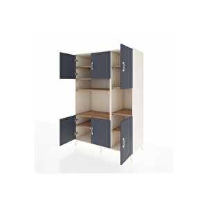 Kronos Dolap 9 Raflı 6 Kapaklı 132x59x195 Aytaşı-antrasit/çam
