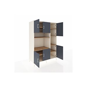 Kronos Dolap 9 Raflı 6 Kapaklı 132x59x195 Aytaşı-antrasit/çam
