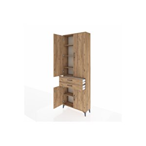 Arges Dolap 5 Raflı 2 Çekmeceli 4 Kapaklı 88x30x243 Çam-çam