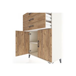 Hyperion Dolap Tek Raflı 3 Çekmeceli 2 Kapaklı 88x44x134 Aytaşı-çam