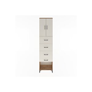 Arges Dolap Tek Raflı 4 Çekmeceli 2 Kapaklı 60x30x243 Çam-aytaşı