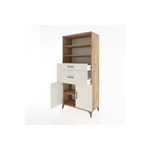 Hyperion Dolap 4 Raflı 2 Çekmeceli 2 Kapaklı 88x44x195 Çam-aytaşı