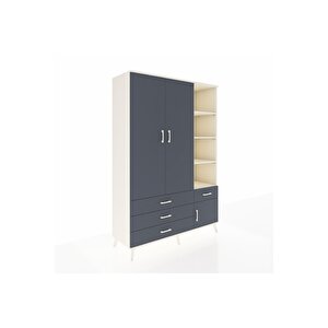 Hyperion Gardrop 5 Raflı 4 Çekmeceli Tek Askılı 132x44x195 Aytaşı-antrasit