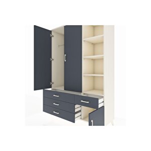 Hyperion Gardrop 5 Raflı 4 Çekmeceli Tek Askılı 132x44x195 Aytaşı-antrasit