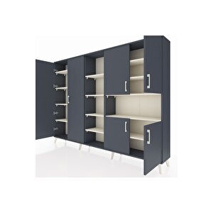 Arges Dolap 13 Raflı 6 Kapaklı 220x30x163 Antrasit-antrasit/aytaşı