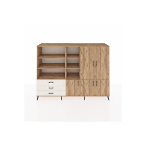 Hyperion Dolap 11 Raflı 3 Çekmeceli 5 Kapaklı 220x44x163 Çam-çam/aytaşı